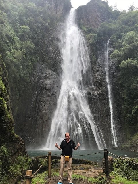 Gary on the Island of Kauai at majestic Manawaiopuna Falls, which was shown near the beginning of the movie, "Jurassic Park"